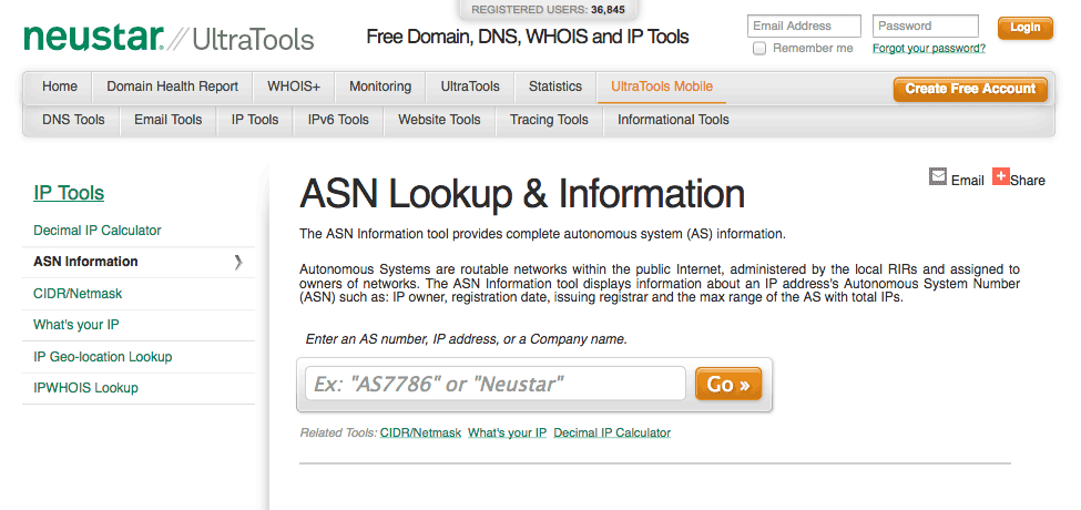 ASN Lookup Tool ASN Lookup Tool