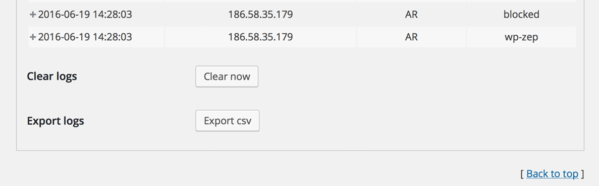Export CSV log file Export CSV log file