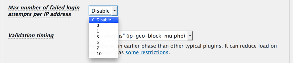 Max number of failed login attempts Max number of failed login attempts