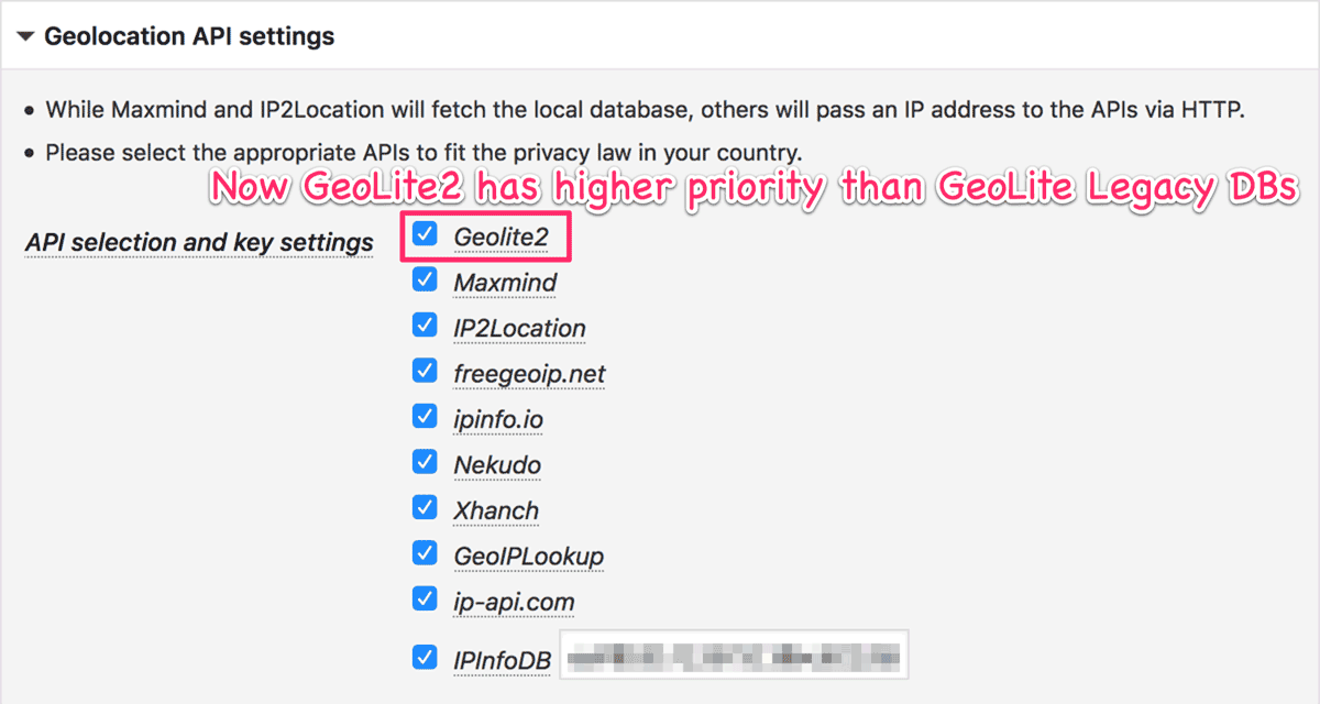 Geolocation API settings Geolocation API settings