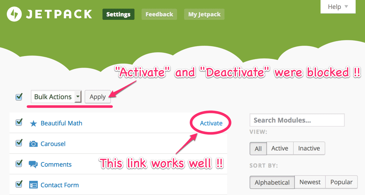 Jetpack Bulk Action Jetpack Bulk Action