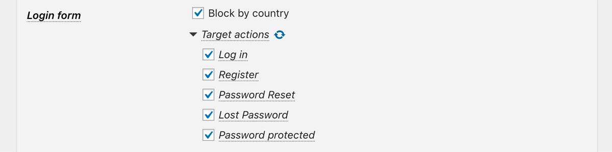 Login form target actions Login form target actions