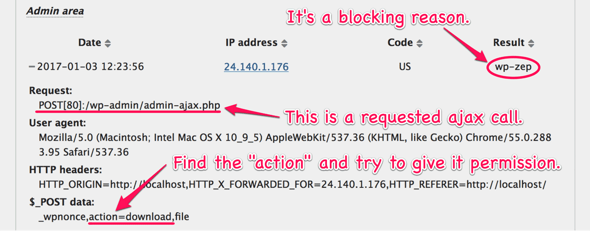 Blocking reason in logs Blocking reason in logs
