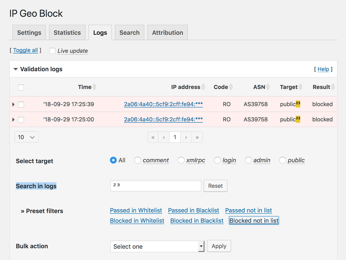 Preset filters at Search in logs Preset filters at Search in logs