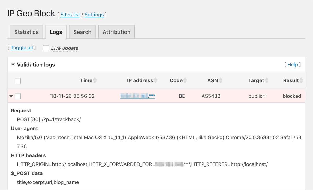 Validation logs Validation logs
