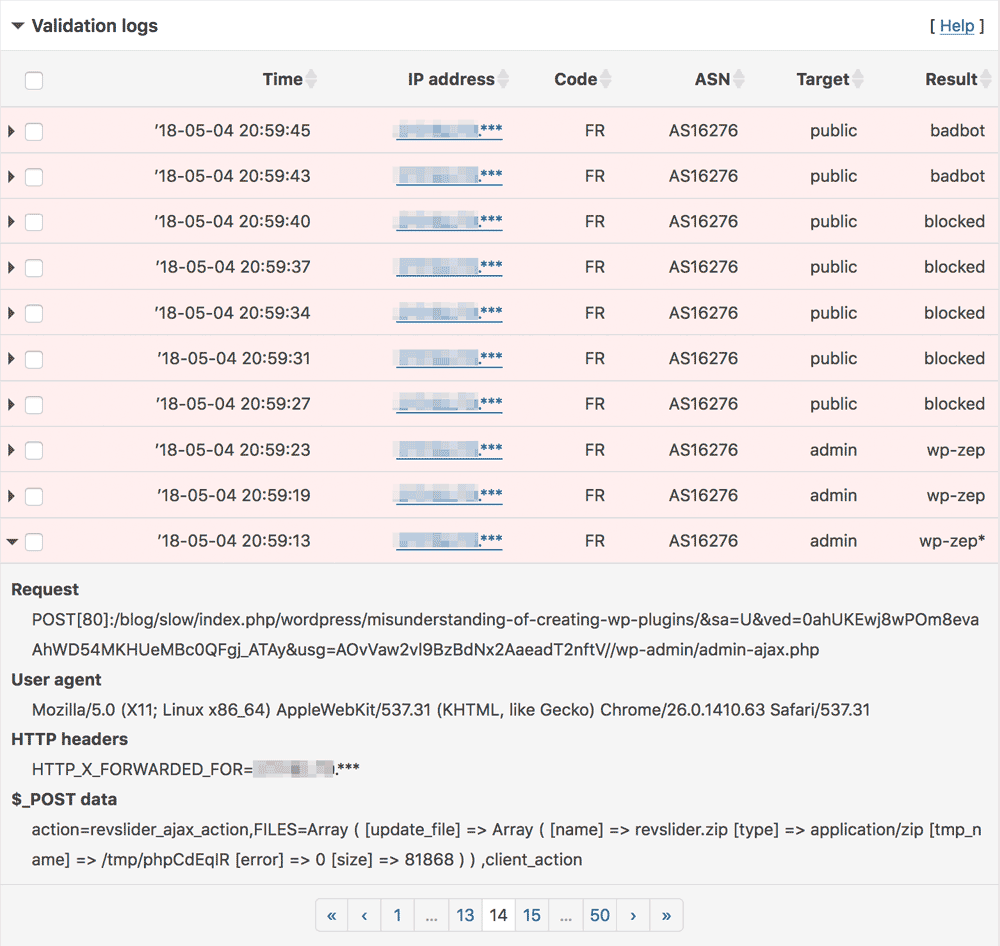 Validation logs with anonymized IP address Validation logs with anonymized IP address