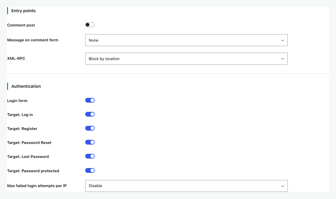 Advanced entry point and authentication controls