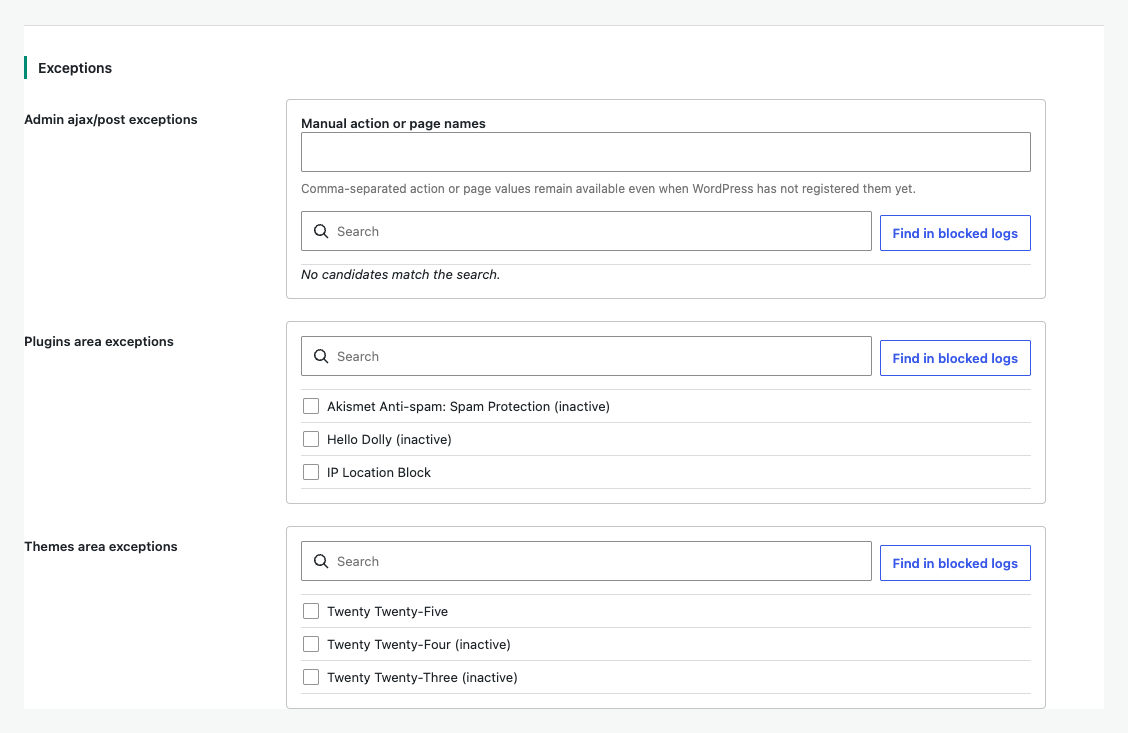 Advanced back-end exception editors