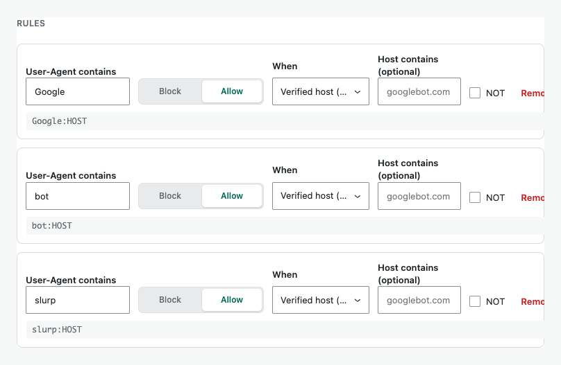 Advanced User-Agent rule builder