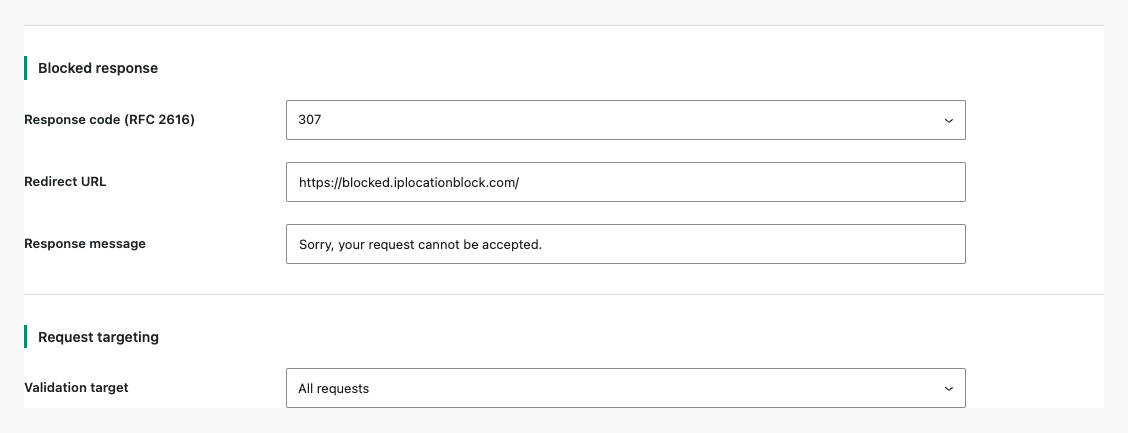 Advanced public blocked response and request targeting controls