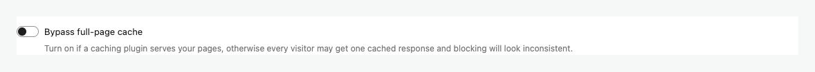 The Bypass full-page cache toggle