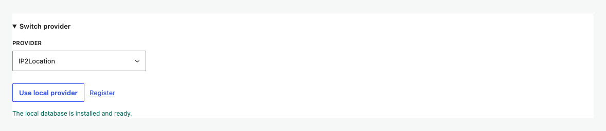 The provider selector in the Simple settings view
